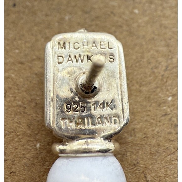 Michael Dawkins Pearl Textured Sterling Silver Earring 925 14K Thailand - Picture 9 of 12